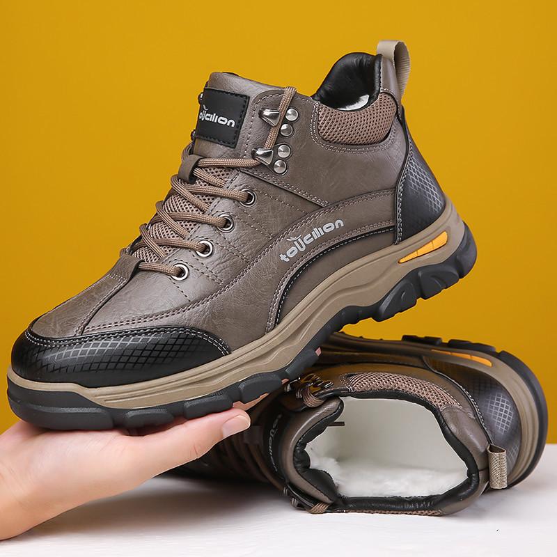 

Men s cotton shoes fleece thickened real fluff warm snow boots non-slip outdoor winter Northeast men s shoes cotton shoes 44