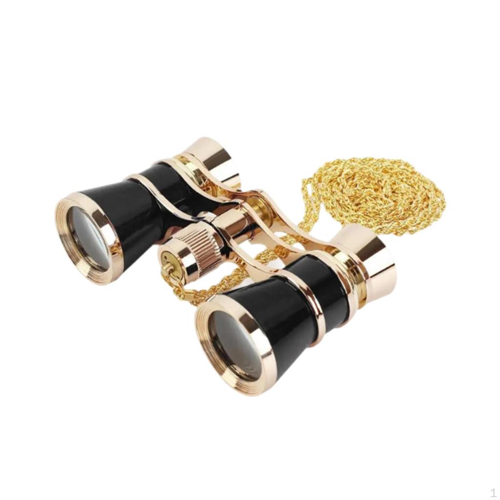 3x25 Opera Glasses Theater Binoculars with Foldable Handle & Chain for Travel Musical