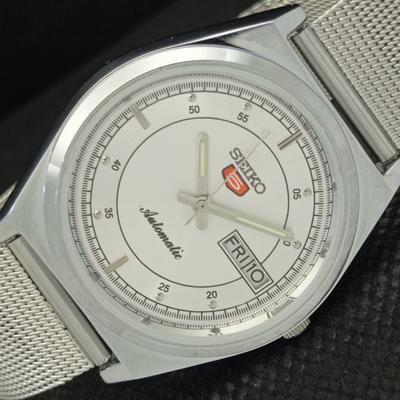 RENOVOVANÉ VINTAGE SEIKO 5 AUTO 6309A JAPONSKO PÁNSKÉ STŘÍBRNÉ HODINKY 593a-a311249-2
