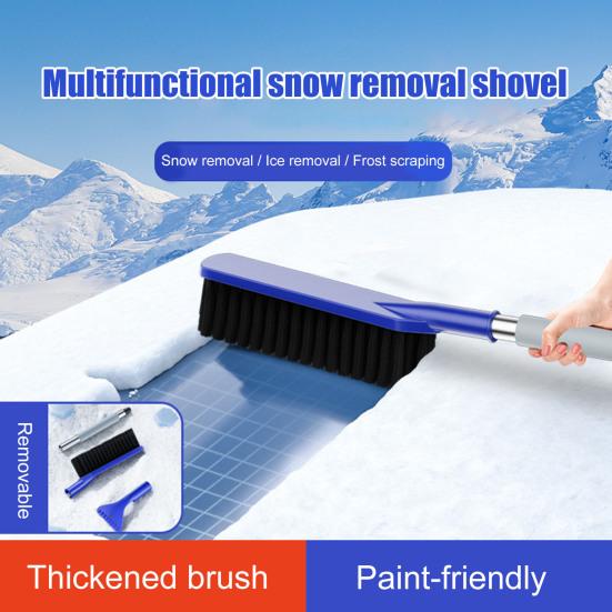 Deicing Wiper Brush with Anti-Fatigue Foam Handles Double-Headed Design Adjustable Length Snow Brush