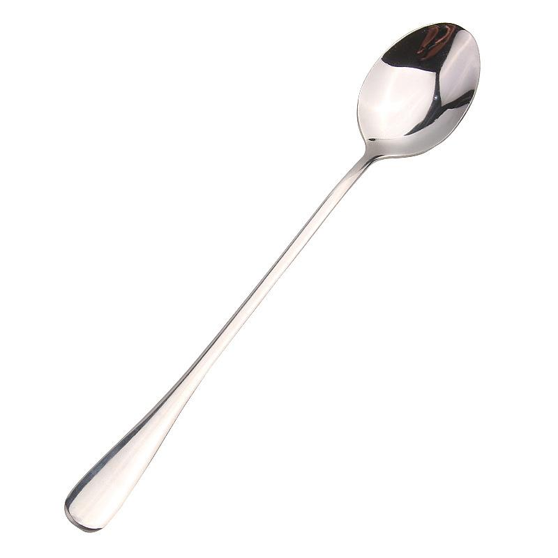 Stainless steel long handle spoon household restaurant mixing spoon coffee spoon Korean dessert milk tea small spoon spoon
