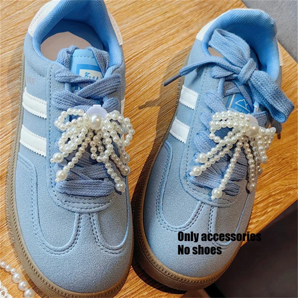 New Fashion Lace Pearl Bow Shoe Lace Charms For Sneakers Decorative Shoe Flower Buckle Premium Decorative Shoe Charm Accessories