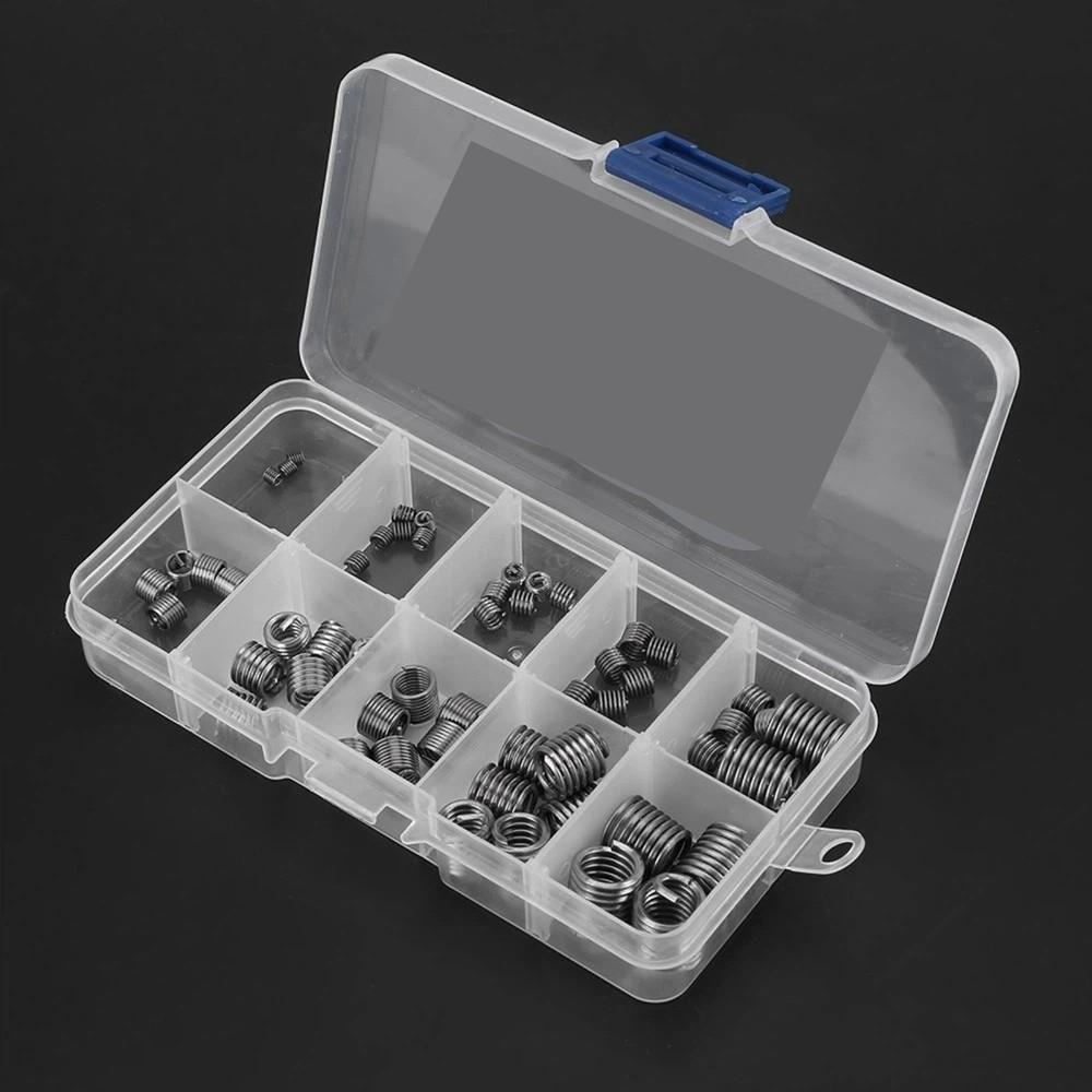60Pcs 304 Stainless Steel Thread Repair Insert Kit With Storage Case / Plastic Box Helicoil Set / Helicoil Type Insert