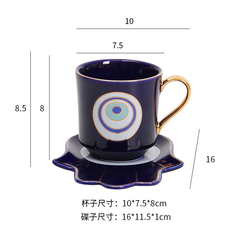 Creative Turkish Blue Evil Eye Cup And Hamsa Hand Saucer Coffee Tea Milk Water Mug Modern Room Decoration Ceramic Gifts