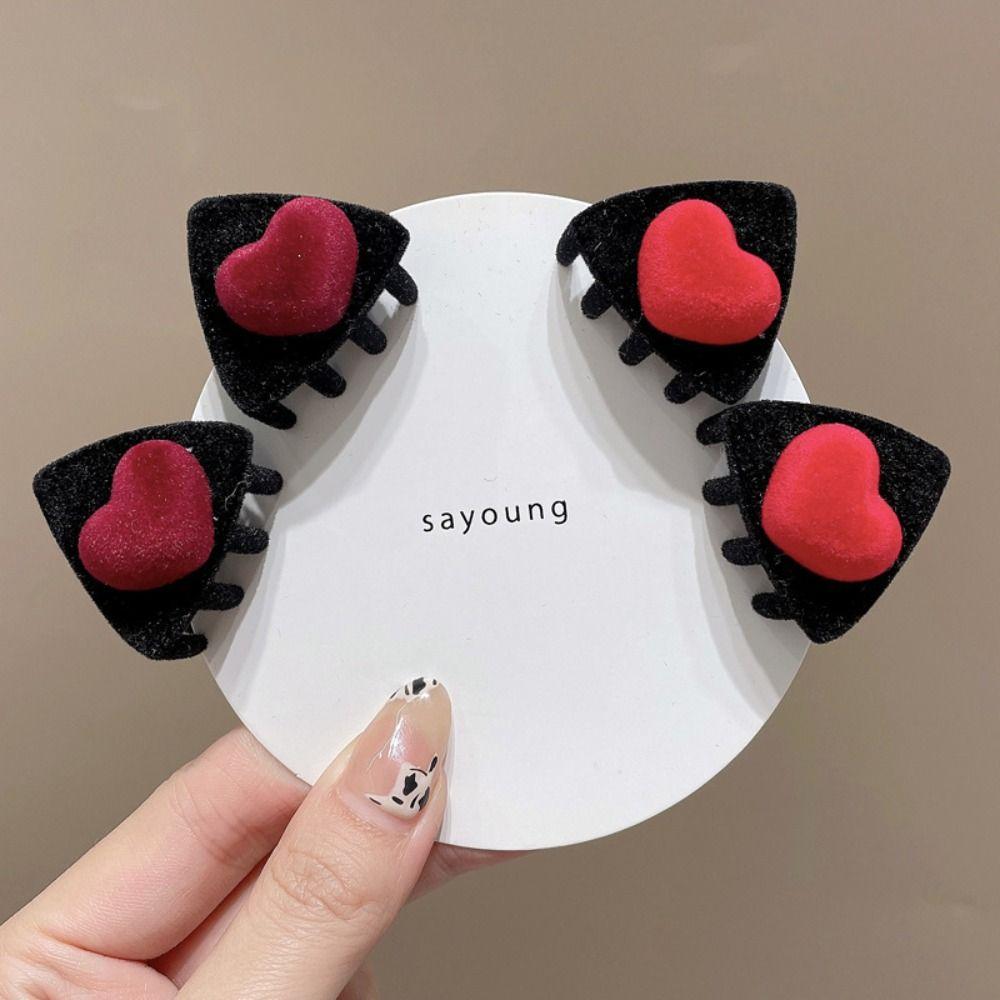 Bow Children's Hair Clip Flocking Velvet Hair Clip Sweet Cat Ear Hairpin  Travel