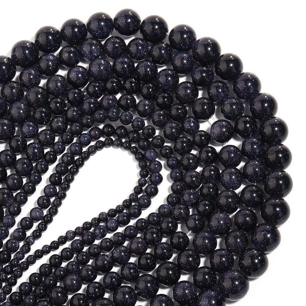 Blue SandStone Round Loose Stone Beads 15" Strand Charms for Bracelets 4 6 8 10 12MM Fashion Accessories