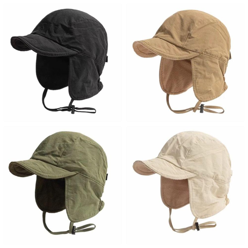 Windproof Earflap Hat Winter Cap Velvet Pilot Hat Japanese Bonnet Hat  Men Women