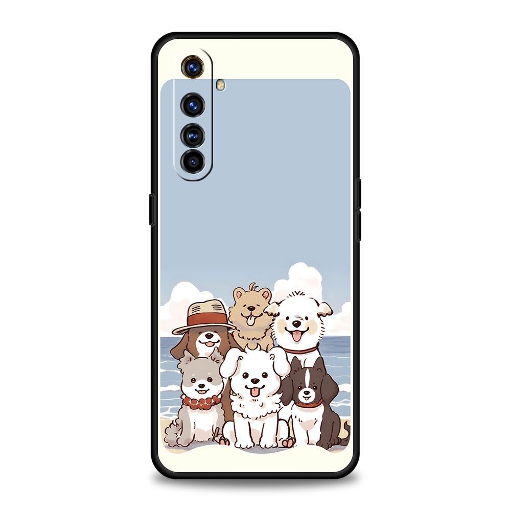 Cute Cartoon Dog Cat Vehicle Case For Realme 16 15T 14 13 12 11 10 4G 9 8 5G Pro Plus C21 C25 C35 GT5 GT3 Neo 2 3 3T 5 Cover