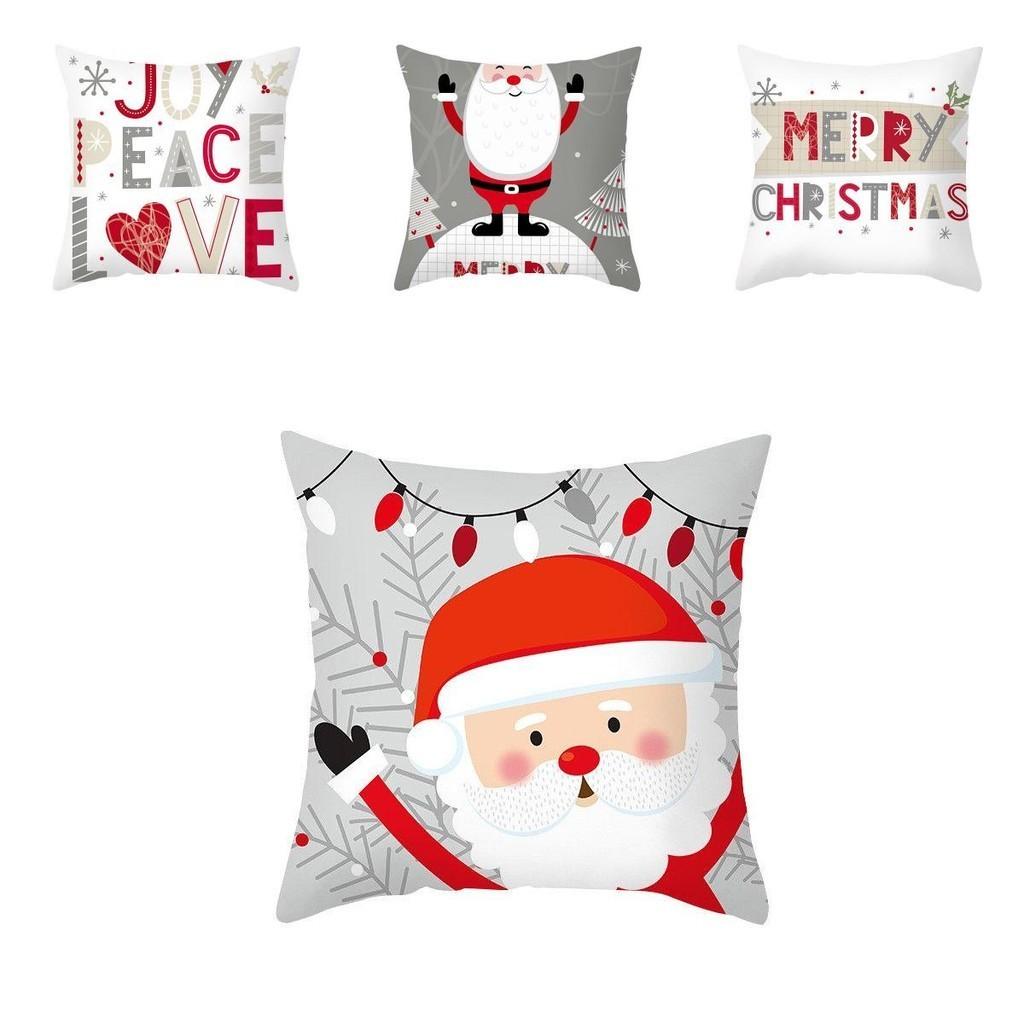 Luxurious Peach Skin Velvet Christmas Cushion Cover With Charming Santa Claus Print For Home
