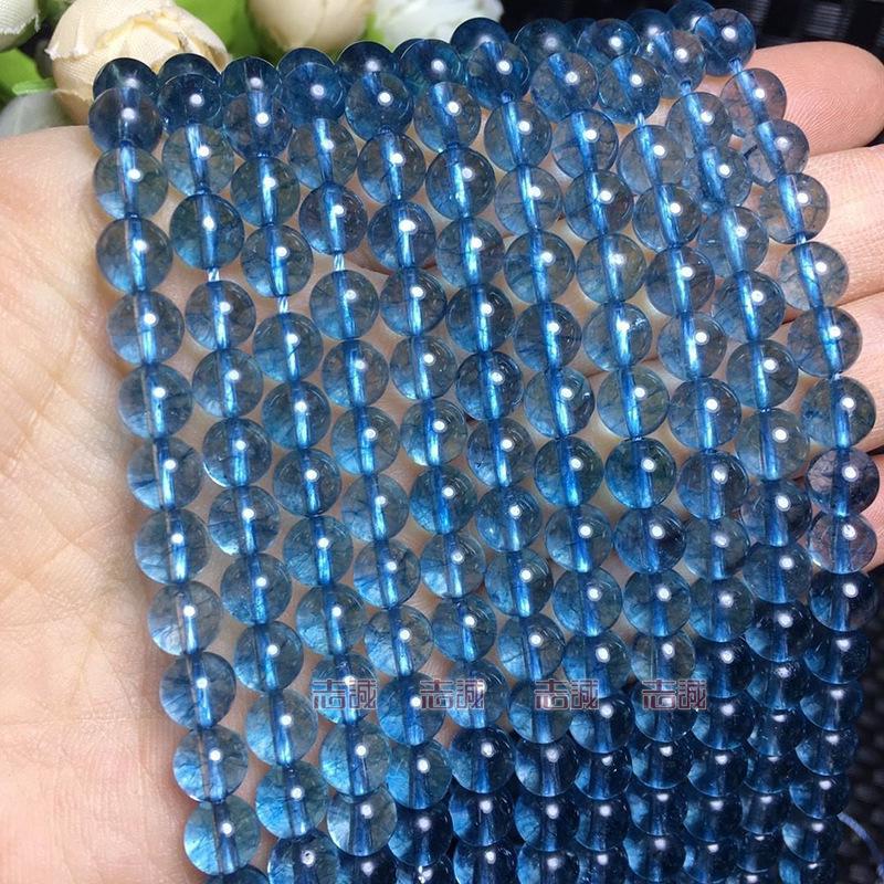 Blue Round Glass Bead Bracelet DIY Stringing Accessories, 8-12mm