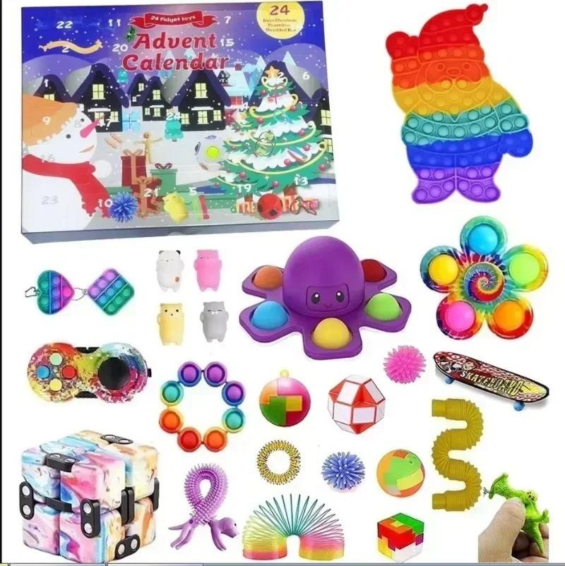 Fidget Advent Calendar 2025, Christmas Advent Calendars Countdown 24 Days, Bubble Toy Surprise Box Sensory Fidget Toy Packs for Girls Teens