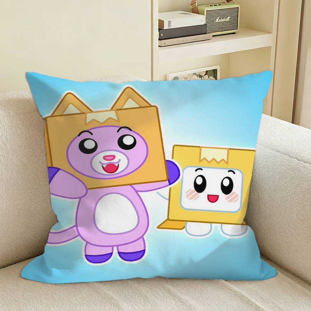 Cute Fox and BOX LLankyBox Square Sofa Pillow Cover Solid Color Living Room Home Decor Cushion Case