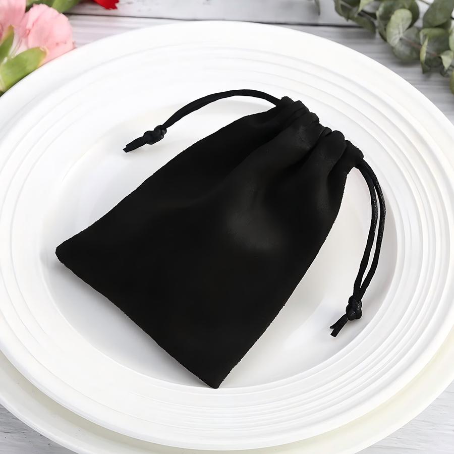10pcs 7x9cm Black Velvet Drawstring Pouches - Jewelry Gift Bags for Wedding Party Favors, Small Item Storage & Packaging