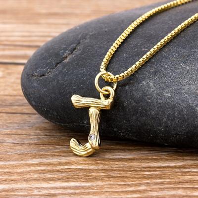 Nidin Hot Sale Women Cute Initial Letter Pendant 26 Letters Charm Necklaces Copper Zircon Family Name Jewelry Personal Gifts