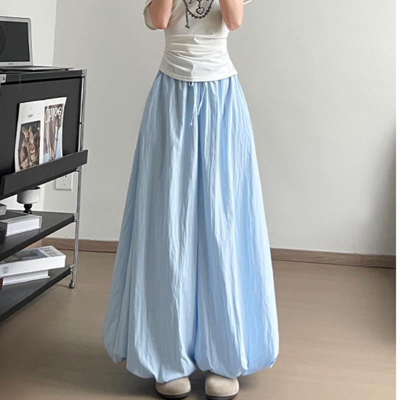 Yellow Lazy Style Flower Bud Skirt and Pants for Women In Summer New Casual High-waisted Small Loose Lantern Wide-leg Pants