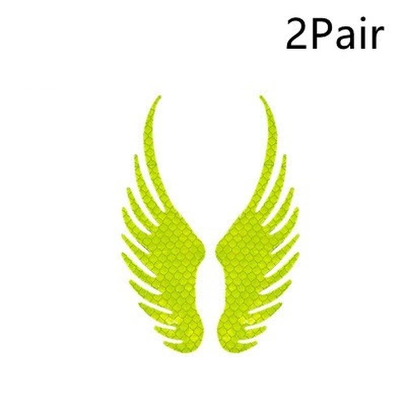 

2Pair Safety Warning Reflective Car Sticker Angel Wings Reflective Warning Sign Funny Bike Decal Sticker Motorbike Reflective Sticker світло-зелений колір