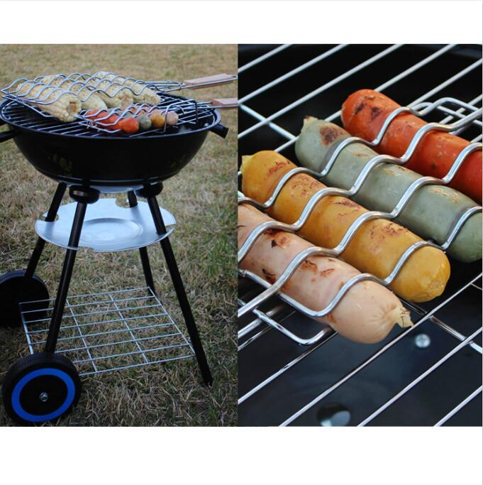 Outdoor Camping Edelstahl Faltbar Tragbar Hot Dog Grillrost Grillwurst Rostgrill Netz Grillnetz