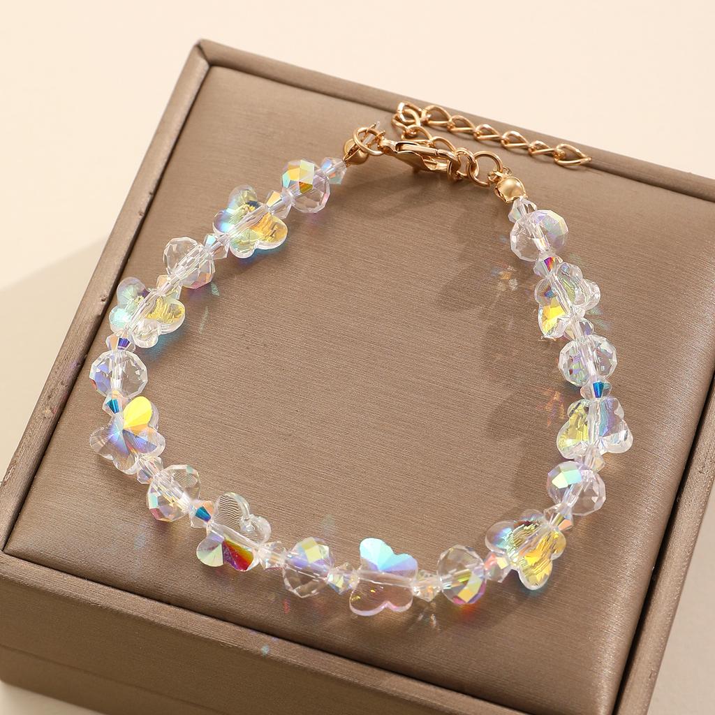 Shiny Butterfly Crystal Beaded Bracelet for Women Delicate Transparent Beads Chain Bracelets Sparkling High Quality Zircon