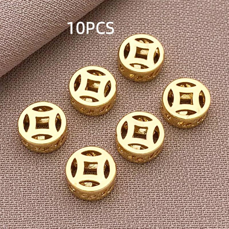 10-100Pcs Stainless Steel Gold Spacer Beads For Bracelet Jewelry Making Diy Flat Round Loose Beads Handmade Jewelry Supplies Cra