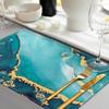 Bonhause Turquoise Marble Placemats Set of 4, 12x18 Inch Teal Gold Modern Abstract Art Kitchen Dining Table Mats Washable Place Mats for Indoor