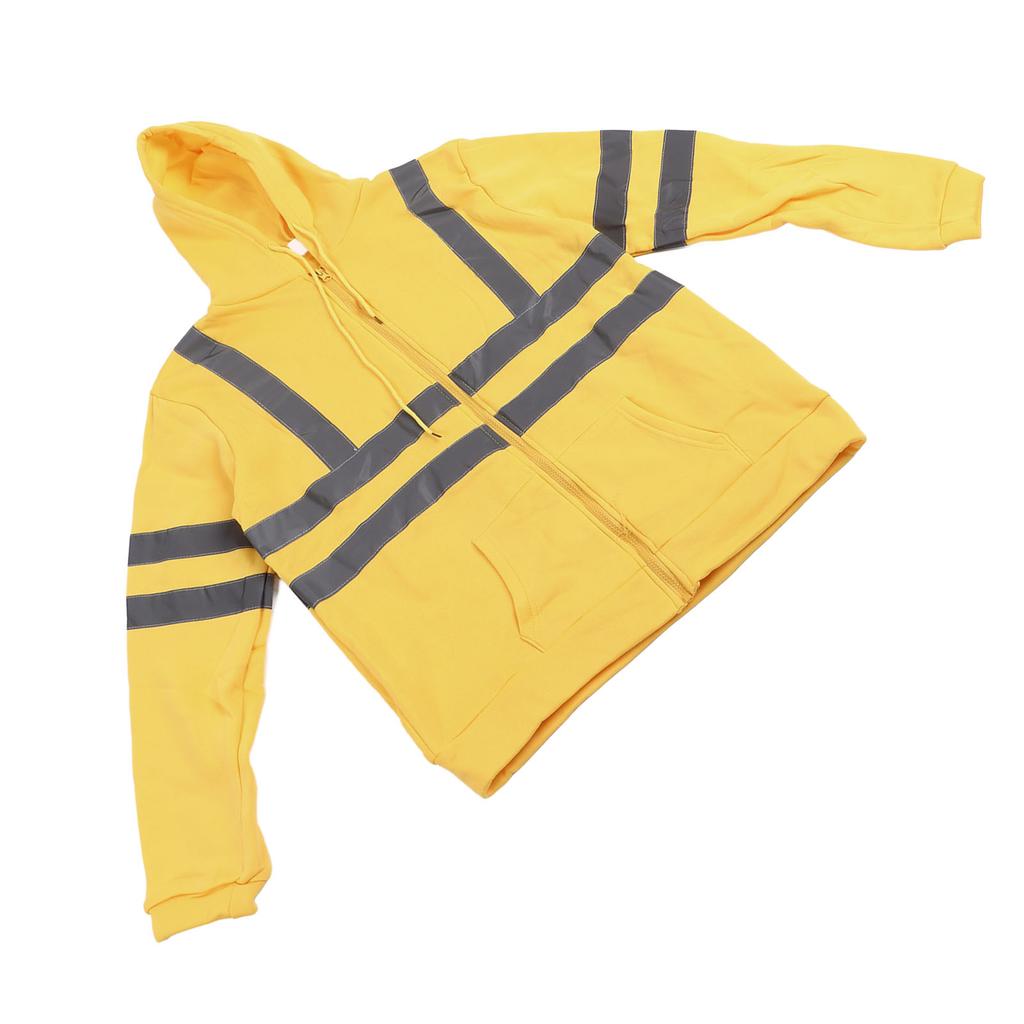 Herren Warnschutz-Sweatshirt Hohe Sichtbarkeit Reflektierende Streifen Reißverschluss Fleece Winddicht Hi Vis Sicherheitsjacke Gelb XL