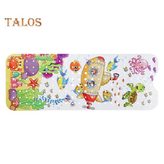 Bathtub Mat Cartoon Printed Anti-Slip with Drainage Holes Strong Suction Cups Safe Fun Bathing Experience Children Shower Mat