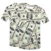 Geld Dollar Schein Grafik 3D Gedrucktes T-Shirt Herren Kurzarm Rundhals T-Shirt Oberteil