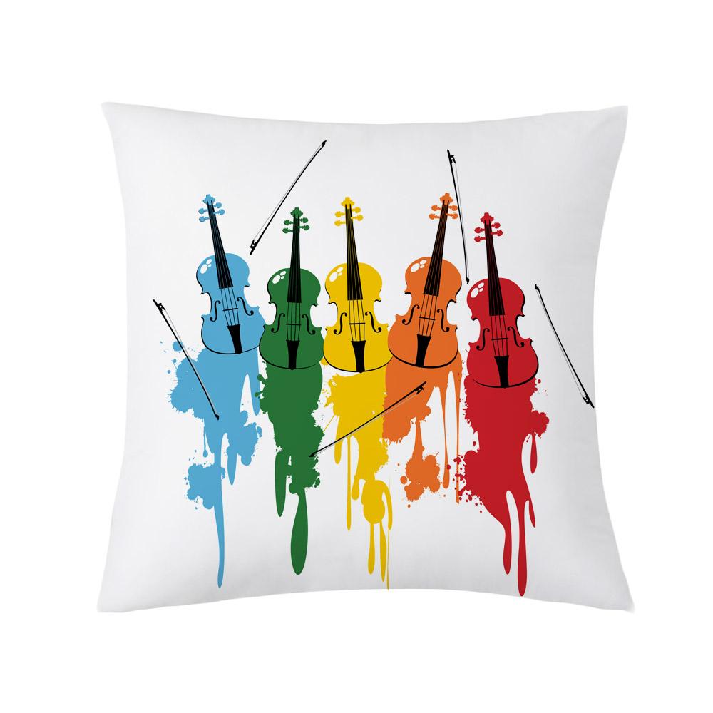 Retro Music Notes Double-Sided Printed Pillow Cover Short Plush Suitable Living Rooms Bedrooms Sofas Throw Cushion Cover