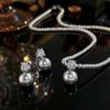 Schmuck Schmuck Perlen Set High-End Zirkon Prinzessin Diana Mit Halskette Ohrringe Damen