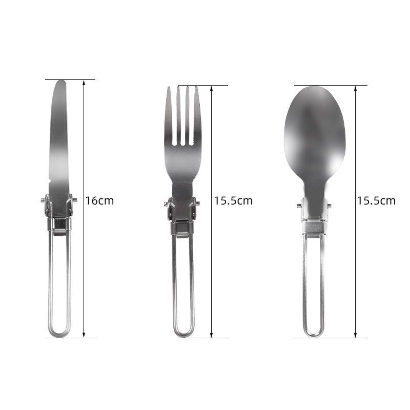Outdoor Tableware 304 Stainless Steel 3-Piece Set: Knife, Fork, Spoon for Camping & BBQ