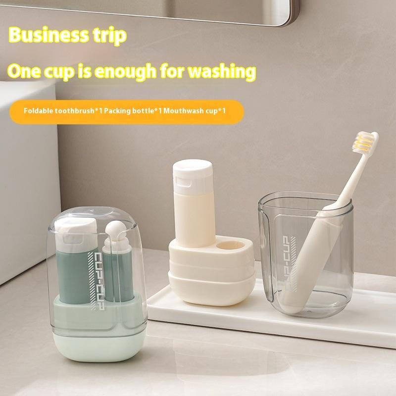 Zahnbürste Reise-Set Reisezahnbürste mit Etui Leichte faltbare Becher-Set-Halterung für Damen Herren Toilettenartikel Rucksack Business