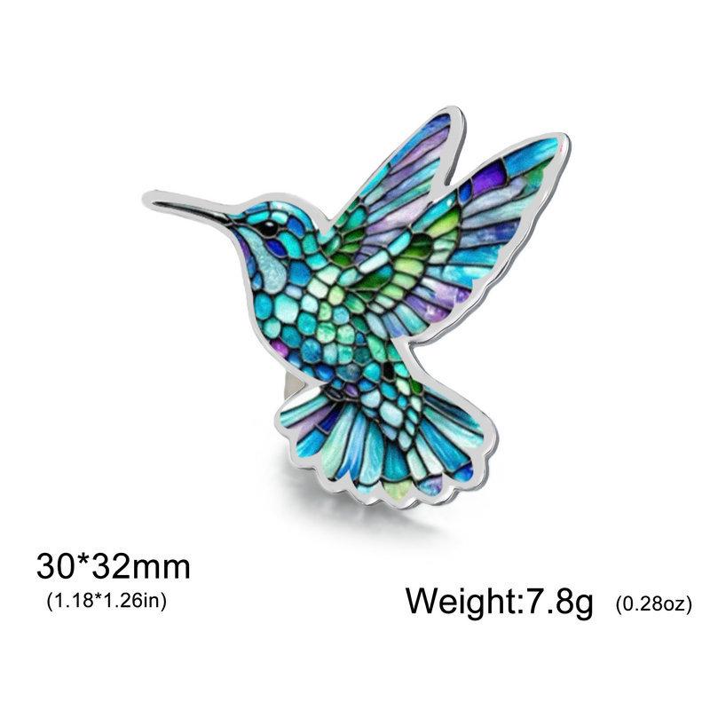 Set de Broche y Collar de Colibrí Colorido con Diseño de Pájaro en Acero Inoxidable, con Pendientes Resistentes al Descoloramiento y Anillo de Gancho