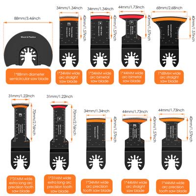 8-15Pcs Japanese Tooth Oscillating Saw Blades Oscillating Multitool Blades Bi-Metal Curved-Edge Cutting Oscillating Tool Blades