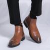 Men’s High Chelsea Boots Dress Formal Black Leather Ankle Boots Tuxedo Wedding Shoes Plus Size