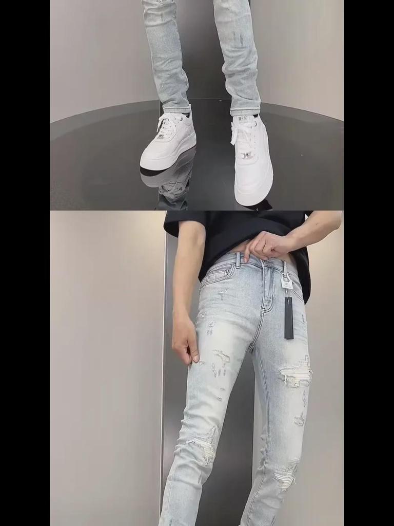 Men's Trendy Slim Stretch Ripped Jeans - Casual Versatile Pants