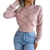 Damen Winter Rollkragenpullover Langarm Lochmuster Pullover Crop Top Gestrickte Pullover