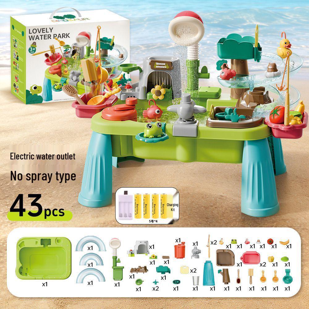Kids' Interactive Water Play Table with Slide & Fishing Toys