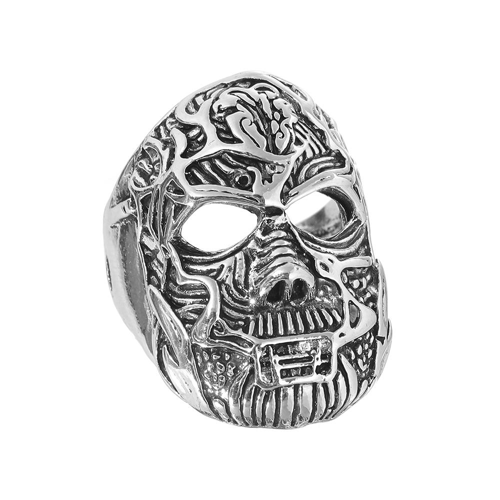 Boutique New Retro Simple New Punk Hip-hop Skull Personality Men's Open Ring Robot Ghost Head Jewelry