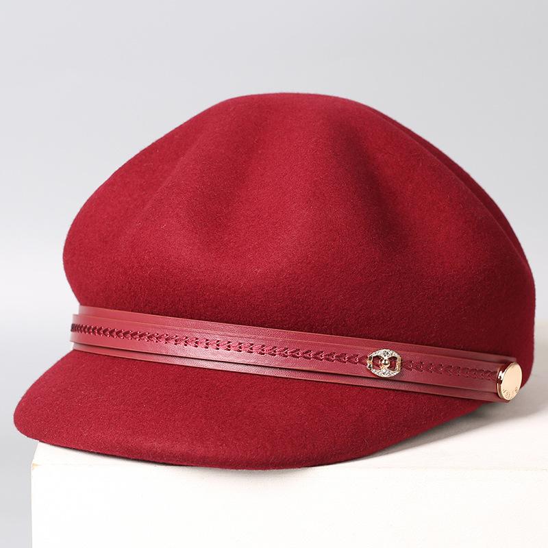 New Autumn and Winter Hats Women's Often Versatile Wool Octagonal Hats Women's Berets Versatile Peaked Caps
