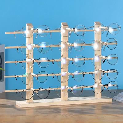 Langlebiger Halter Vitrine Massivholzständer Brillenrahmen Tablett Sonnenbrillen-Displayständer Brillen-Organizer Regal
