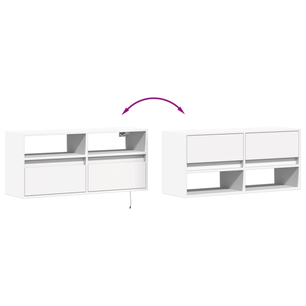 TV Wall Cabinet with LED Lighting White 100 X 31 X 45 Cm