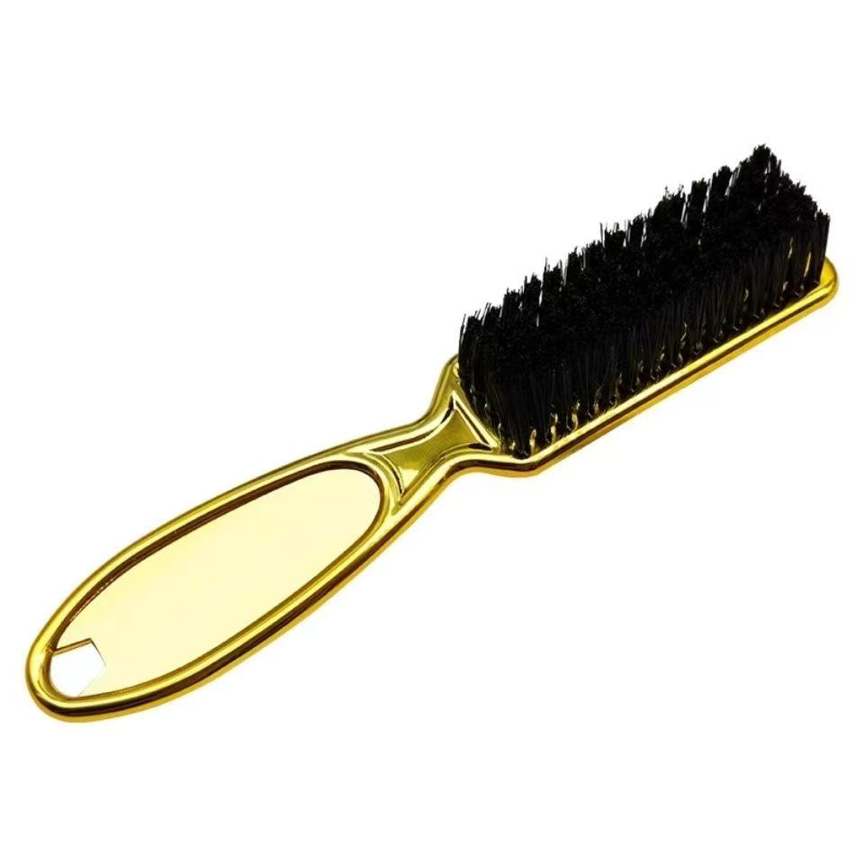 Retro Pompadour Beard & Mustache Brush with Electroplated Gold Handle