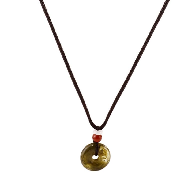 Jade Beads Flower Pendant Clavicle Chain Female Summer Adjustable Rope Necklace 1