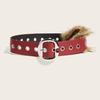 Metal Buckle Punk Style Belt Western Style Plush Belt Fashion Leather Fur Belt  Pants Accessories