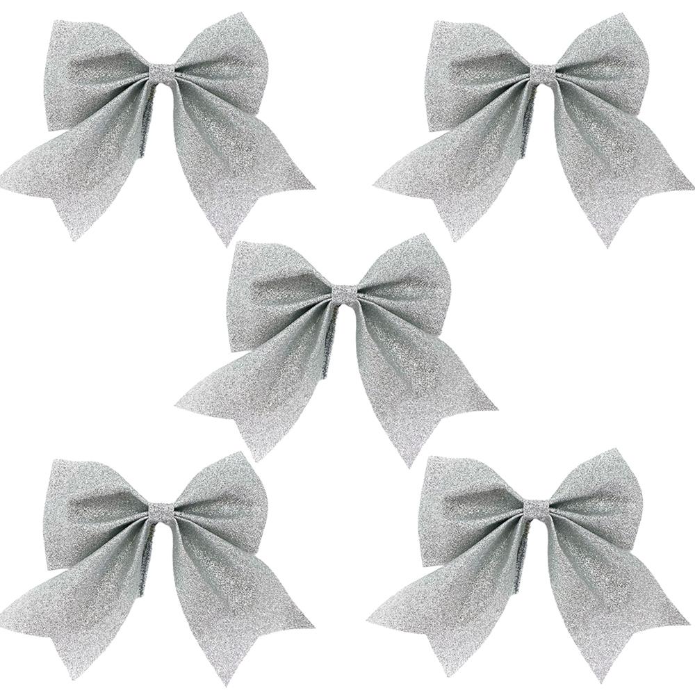 5Pcs/set Sparkling Christmas Bow Decoration Xmas Tree Pendant Ornaments Home Christmas New Year Party DIY Bows Decorations