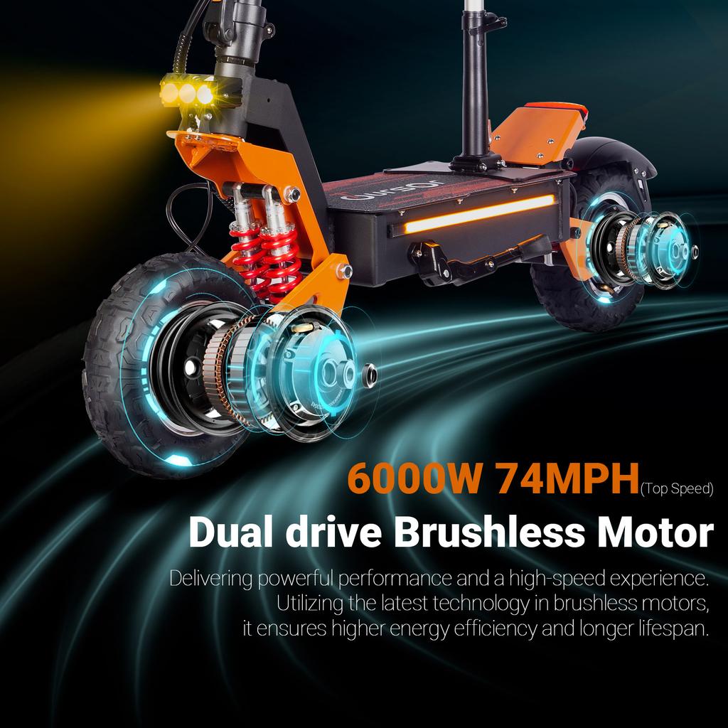 Monopattino Elettrico X5 6000W60V40AH con Doppia Sospensione Ammortizzata Velocità Massima 95KM/H 11 Pollici Off-road