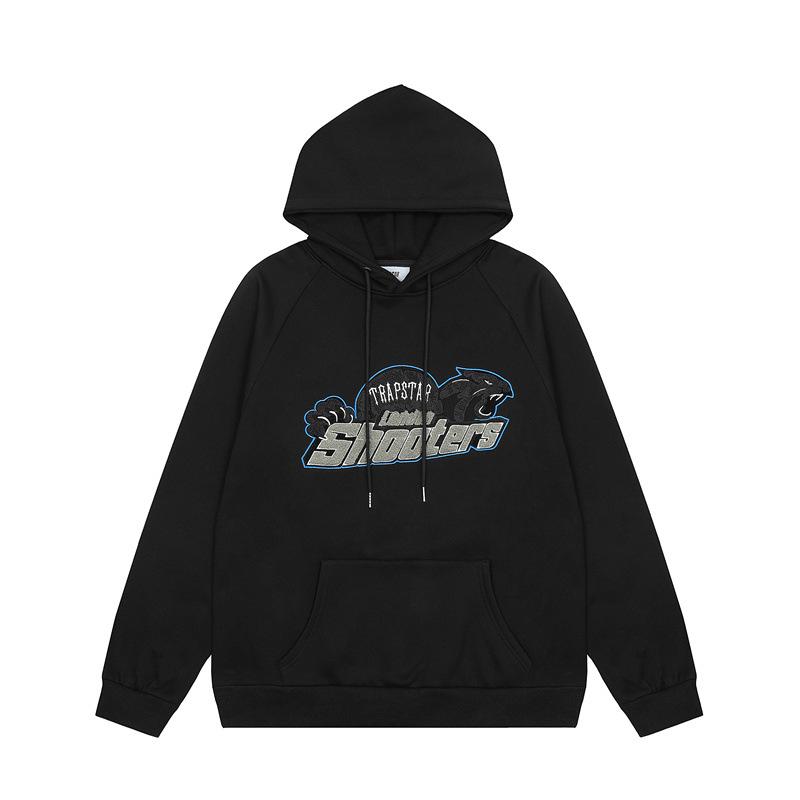 European and American trendy brand blue-gray tiger head towel embroidered loose casual hooded sweatshirt for men and women