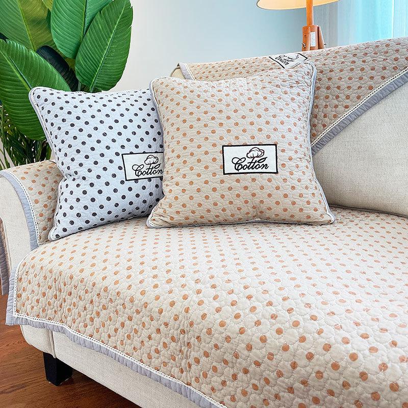 New Product Cotton Fabric Polka Dot Anti-slip Sofa Cushion Simple Cotton Seat Cushion Universal Sofa Towel for All Seasons