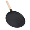 Pancake Griddle Anti Stick Coated Aluminum Alloy Flat Skillet with Wood Handle for Tortilla Roti Indian Pancake