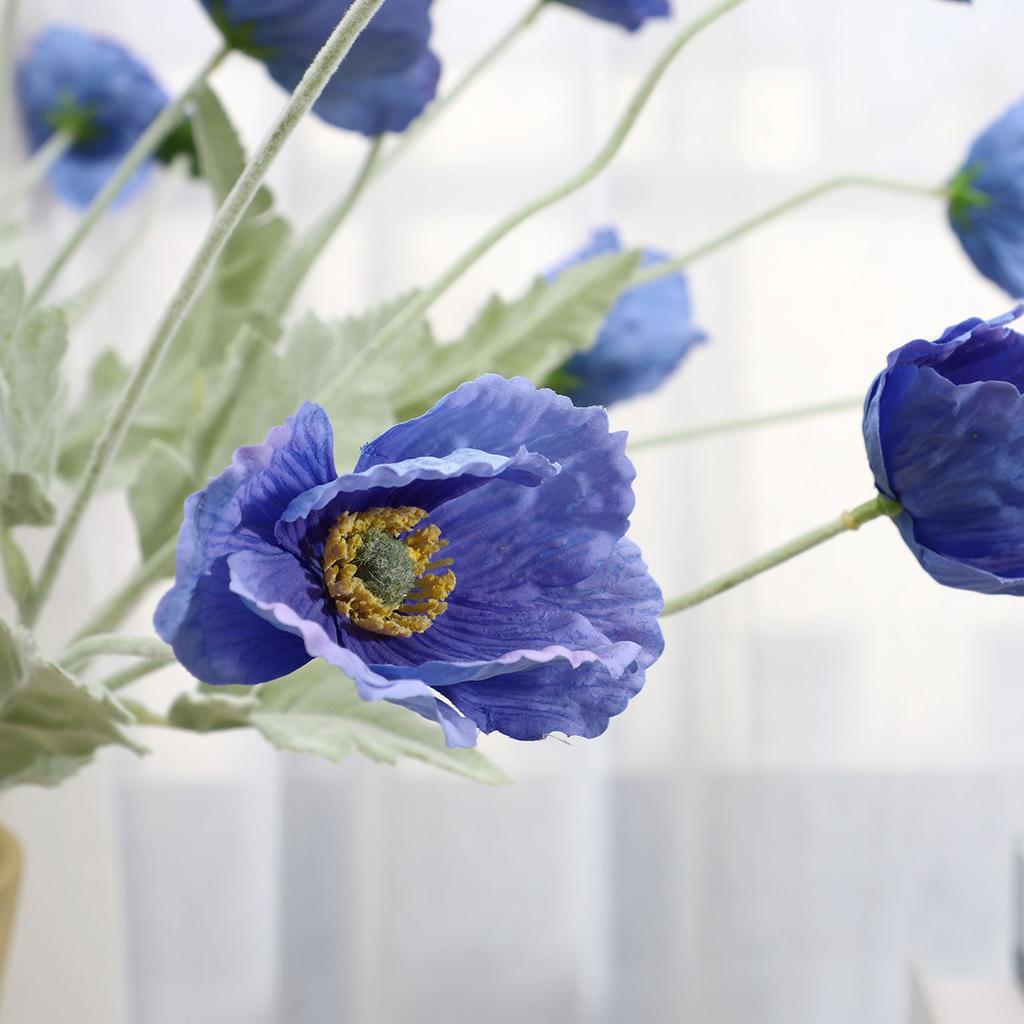 Feel moisturizing flocking poppy simulated flower hotel window setting props atmosphere fake flower